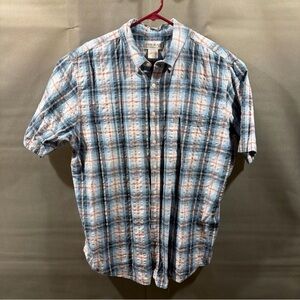 John Blair Men's Blue Plaid Cotton Button Short Sleeve Shirt Sz Xl Tall